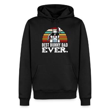 Best Bunny Dad Ever Retro - Männer Premium Bio Hoodie - Schwarz - Vorne - Nico (187cm)