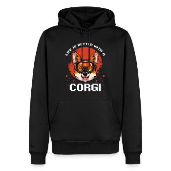 Corgi Taucher Badespaß - Männer Premium Bio Hoodie - Schwarz - Vorne - Nico (187cm)