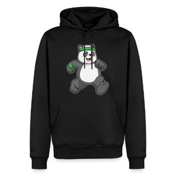 Panda Jogger Joggen Sport - Männer Premium Bio Hoodie - Schwarz - Vorne - Nico (187cm)
