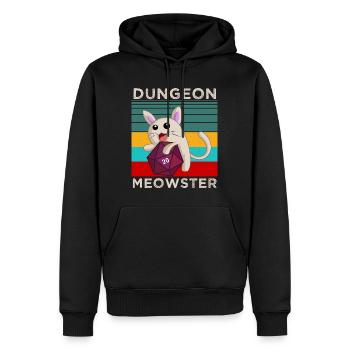 T-shirt Dungeon Meowster – T-shirt drôle de chat RPG - Sweat à capuche Premium bio Homme - noir - Devant - Nico (187cm)