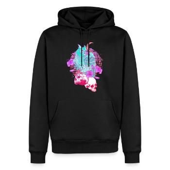 Pastel Goth Tête de mort Hibou Aesthetic Clothes lune - Sweat à capuche Premium bio Homme - noir - Devant - Nico (187cm)