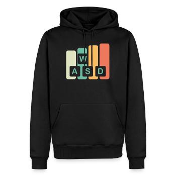 clés wasd gaming cadeau retro gamer icône icône logo - Sweat à capuche Premium bio Homme - noir - Devant - Nico (187cm)