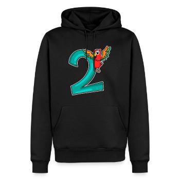 2. Geburtstag - 2 Jahre alt - Papagei Motiv - Männer Premium Bio Hoodie - Schwarz - Vorne - Nico (187cm)
