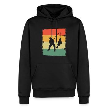 Angler - Männer Premium Bio Hoodie - Schwarz - Vorne - Nico (187cm)