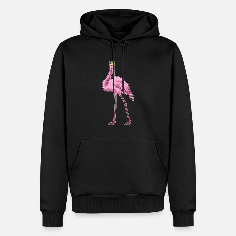 Flamant rose avec couronne - Sweat à capuche Premium bio Homme - noir