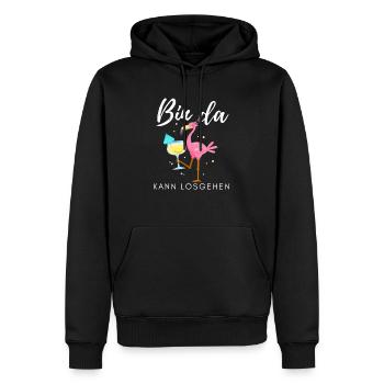 Bin da kann losgehen Flamingo - Männer Premium Bio Hoodie - Schwarz - Vorne - Nico (187cm)