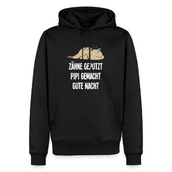 Zähne Geputzt Gute Nacht Katze Schlafshirt - Männer Premium Bio Hoodie - Schwarz - Vorne - Nico (187cm)