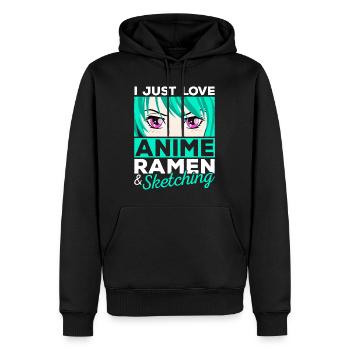 J’adore Anime Ramen Sketching Manga Cadeau - Sweat à capuche Premium bio Homme - noir - Devant - Nico (187cm)