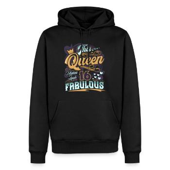 16. Geburtstag 16 Jahre Frauen Damen Queen - Männer Premium Bio Hoodie - Schwarz - Vorne - Nico (187cm)