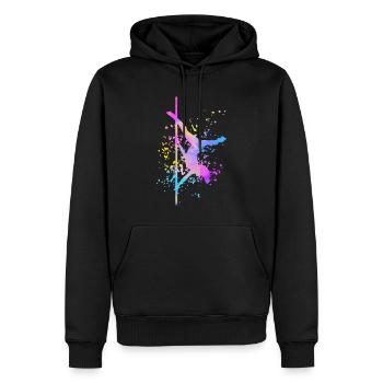 Pole Dance Fitness Couleur Splash Pole Dance - Sweat à capuche Premium bio Homme - noir - Devant - Nico (187cm)