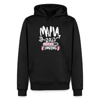Mama 2023 loading - Werdende Mutter 2023 - Männer Premium Bio Hoodie - Schwarz - Vorne - Nico (187cm)