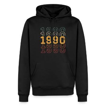 1990 - Männer Premium Bio Hoodie - Schwarz - Vorne - Nico (187cm)