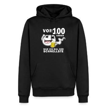 100 Jahre - 100. Geburtstag lustig Spruch - Männer Premium Bio Hoodie - Schwarz - Vorne - Nico (187cm)