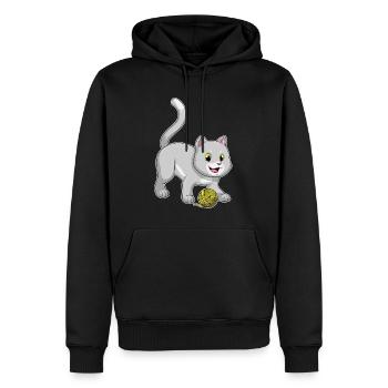 Cat Yarn Ball - Men’s Premium Organic Hoodie - black - Front - Nico (187cm)