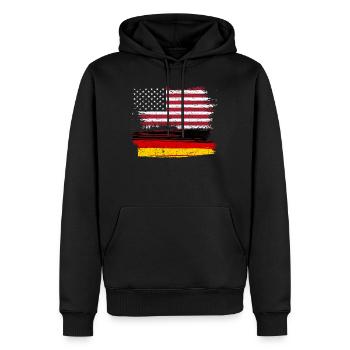 Flag Fusion : Grunge américain et allemand - Sweat à capuche Premium bio Homme - noir - Devant - Nico (187cm)