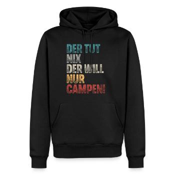 Campen Camping Retro Vintage - Männer Premium Bio Hoodie - Schwarz - Vorne - Nico (187cm)