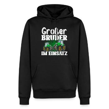 Großer Bruder Im Einsatz Traktor Landwirt - Männer Premium Bio Hoodie - Schwarz - Vorne - Nico (187cm)