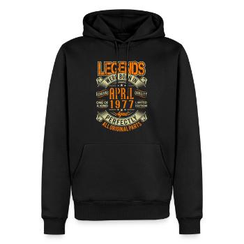 1977 April Geburtstag Legende - Männer Premium Bio Hoodie - Schwarz - Vorne - Nico (187cm)
