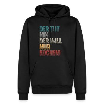 Koch - Männer Premium Bio Hoodie - Schwarz - Vorne - Nico (187cm)