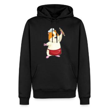 Hamster boulanger au rouleau à pâtisserie - Sweat à capuche Premium bio Homme - noir - Devant - Nico (187cm)