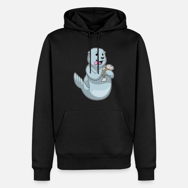 Sceller avec du poisson - Sweat à capuche Premium bio Homme - noir
