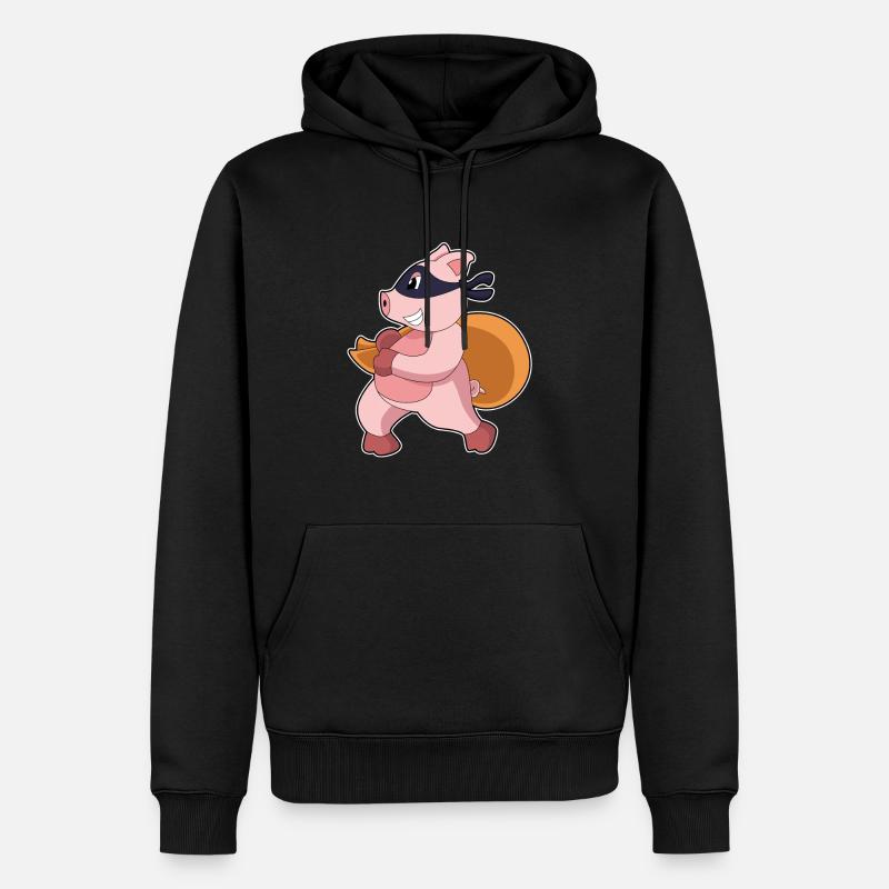Cochon comme joggeur - Sweat à capuche Premium bio Homme - noir