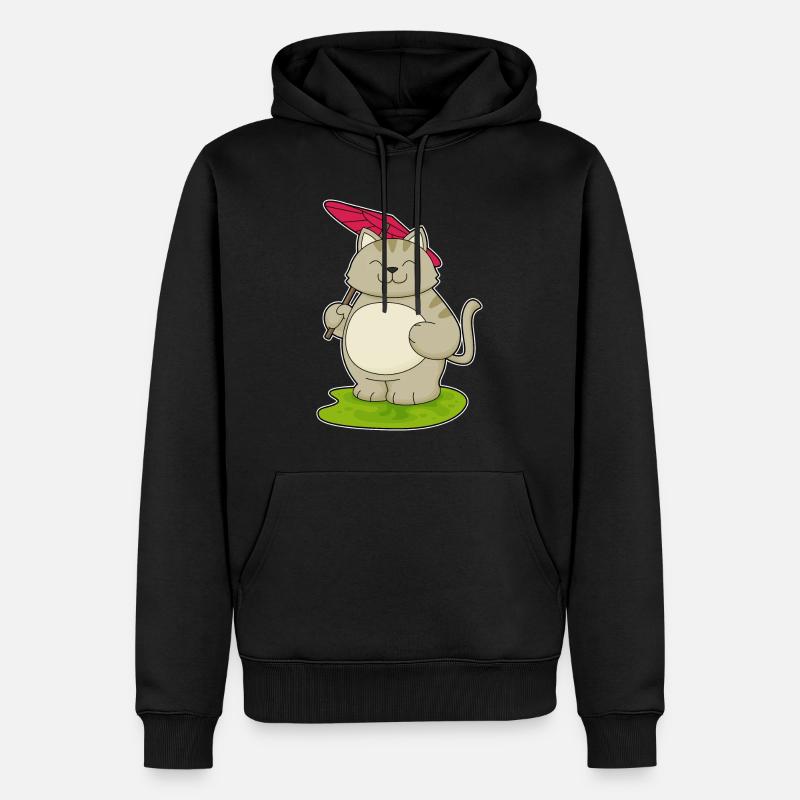 Chat avec parapluie - Sweat à capuche Premium bio Homme - noir