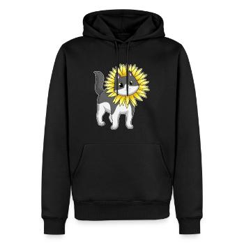 Tournesol chat - Sweat à capuche Premium bio Homme - noir - Devant - Nico (187cm)