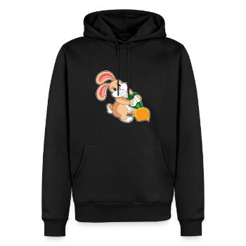 Carotte Lapin - Sweat à capuche Premium bio Homme - noir - Devant - Nico (187cm)