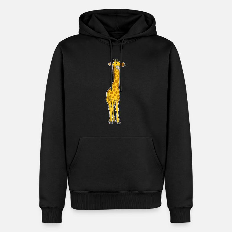 Giraffe mit Gänseblümchen - Männer Premium Bio Hoodie - Schwarz