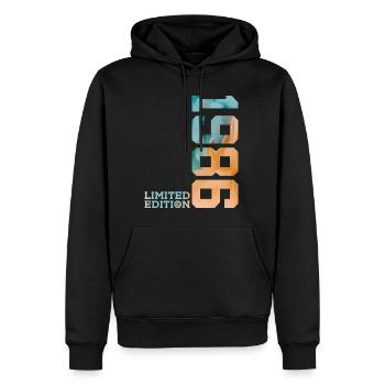 40E ANNIVERSAIRE ÉDITION LIMITÉE 1986 - Sweat à capuche Premium bio Homme - noir - Devant - Nico (187cm)