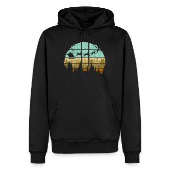 Hirsch Wald Streifen Silhouette - Männer Premium Bio Hoodie - Schwarz - Vorne - Nico (187cm)