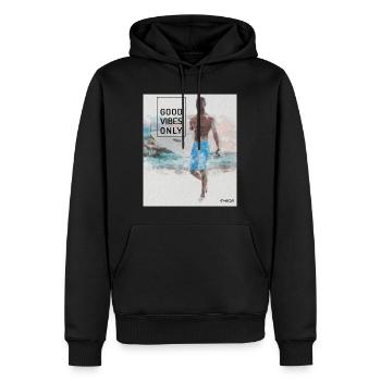 Beach Surfer - Surf, Soleil et Plage - Sweat à capuche Premium bio Homme - noir - Devant - Nico (187cm)