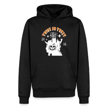 Halloween Kürbis Monster TRICK OR TREAT - Männer Premium Bio Hoodie - Schwarz - Vorne - Nico (187cm)
