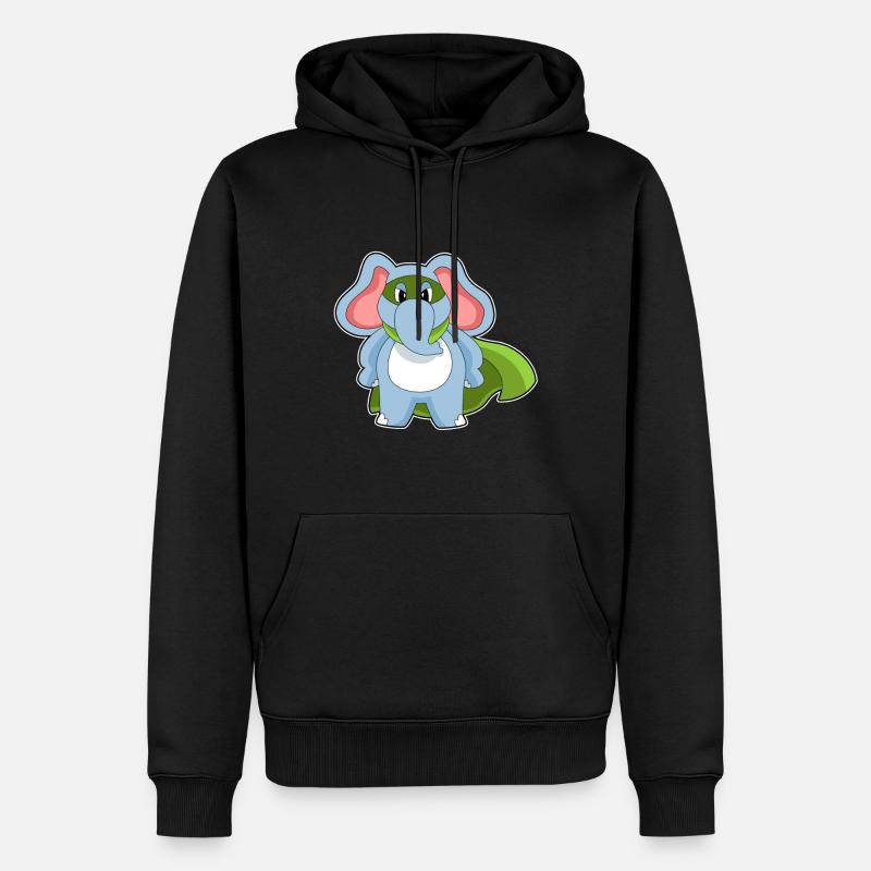 Elefant Held - Männer Premium Bio Hoodie - Schwarz