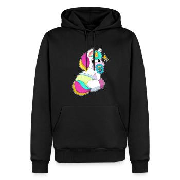 Tétine Licorne - Sweat à capuche Premium bio Homme - noir - Devant - Nico (187cm)