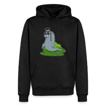Seal Gentleman Top Hat - Men’s Premium Organic Hoodie - black - Front - Nico (187cm)