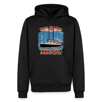 TITANIC création Louis RUNEMBERG © Adagp - Sweat à capuche Premium bio Homme - noir - Devant - Nico (187cm)