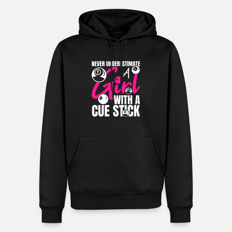 Mädchen mit Billardqueue - Männer Premium Bio Hoodie - Schwarz