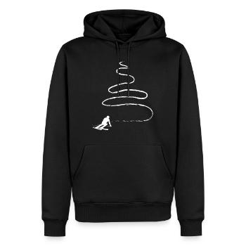 Ligne courbe - Ski - (11) - Sweat à capuche Premium bio Homme - noir - Devant - Nico (187cm)