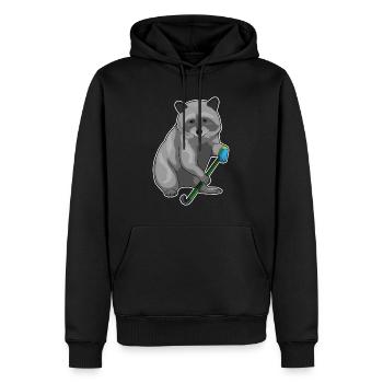 Croc de hockey sur gazon Raton - Sweat à capuche Premium bio Homme - noir - Devant - Nico (187cm)