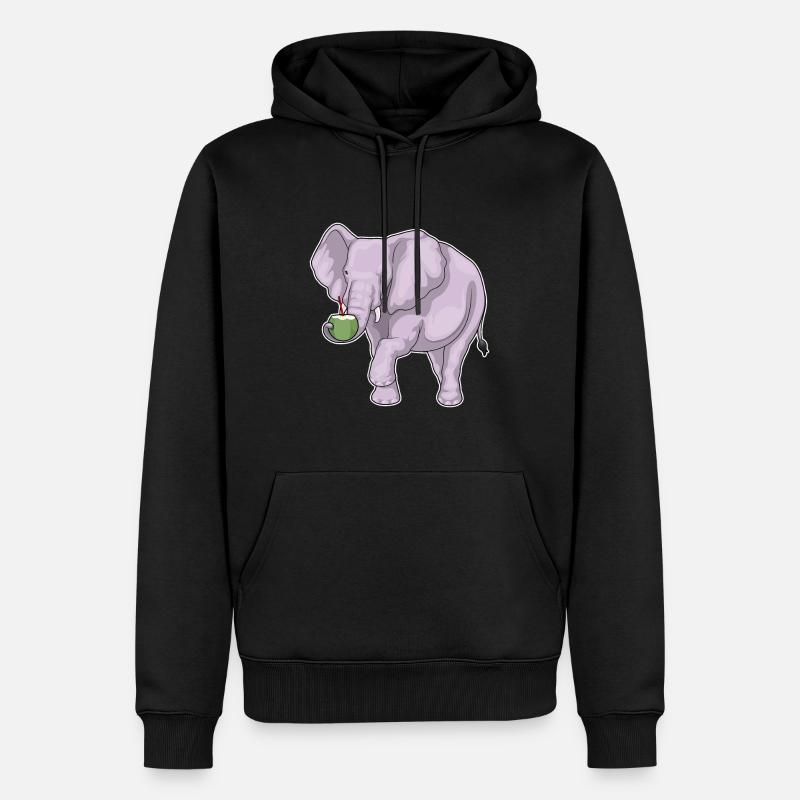 Éléphant Noix de - Sweat à capuche Premium bio Homme - noir