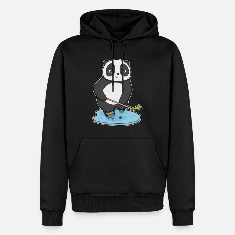 Panda Eishockey Eishockeyschläger - Männer Premium Bio Hoodie - Schwarz