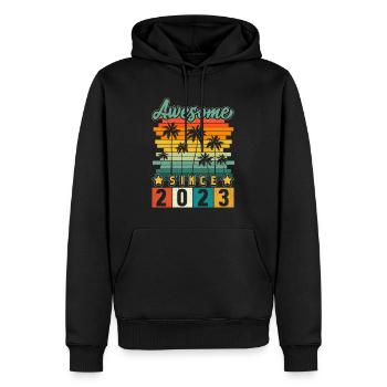 2023 Anniversaire Né Année de naissance millésime - Sweat à capuche Premium bio Homme - noir - Devant - Nico (187cm)