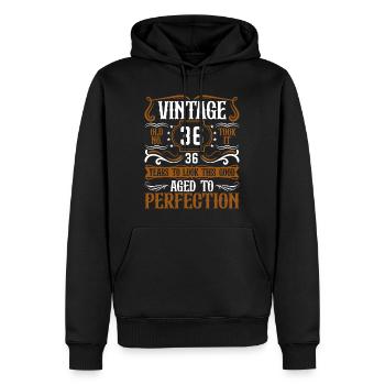 36e anniversaire Vintage Rétro - Sweat à capuche Premium bio Homme - noir - Devant - Nico (187cm)