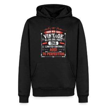 1966 Année de naissance Né Anniversaire Vintage - Sweat à capuche Premium bio Homme - noir - Devant - Nico (187cm)