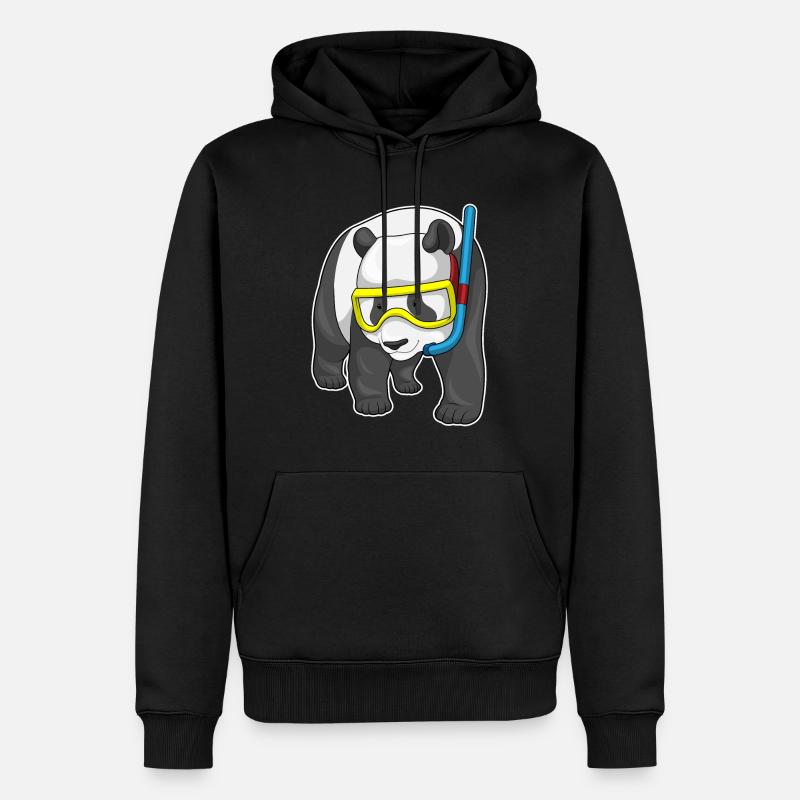 Panda Diver Snorkel - Sweat à capuche Premium bio Homme - noir