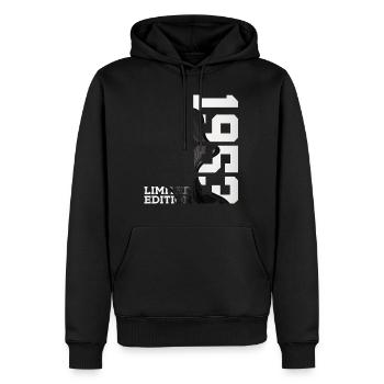 ÉDITION LIMITÉE 73E ANNIVERSAIRE 1953 - Sweat à capuche Premium bio Homme - noir - Devant - Nico (187cm)