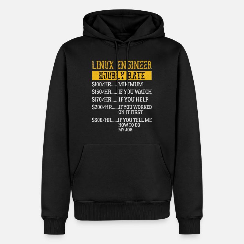 Linux Engineer Stundensatz Mechaniker Arbeitsrate - Männer Premium Bio Hoodie - Schwarz