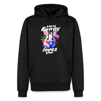 Le lapin de Pâques doux vous apporte de l’amour - Sweat à capuche Premium bio Homme - noir - Devant - Nico (187cm)
